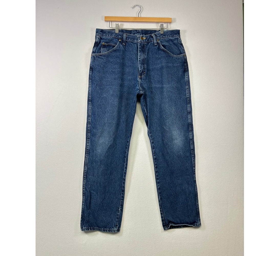 Wrangler Regular Fit Jeans Men 36x32 Blue 96501MR Medium Wash Straight Leg Denim